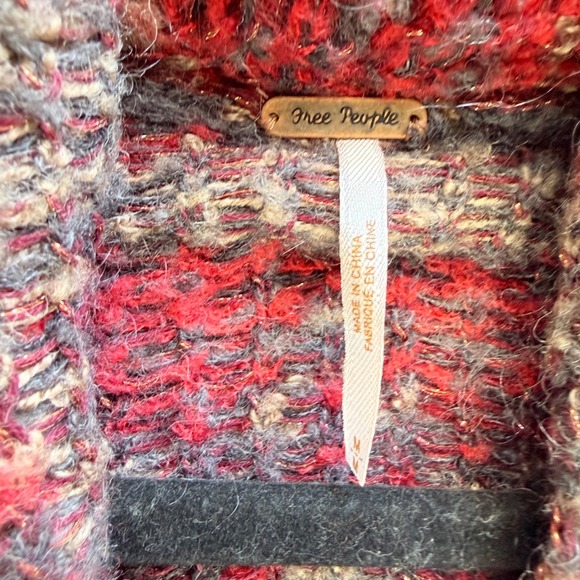 Free People Womens Intarsia Knit Oversized Cardigan Sweater Size M/L Boho - Picture 4 of 9